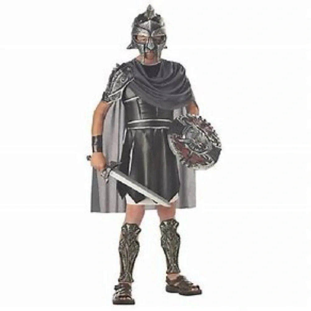 EUC California Costumes Gladiator Costume Black Silver Youth XL 12-14